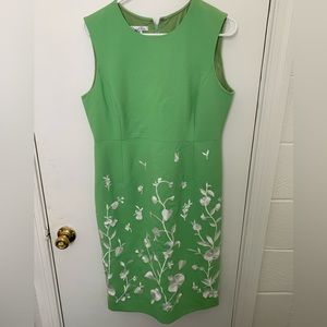 Oscar De la Renta wool blend embroidered dress
